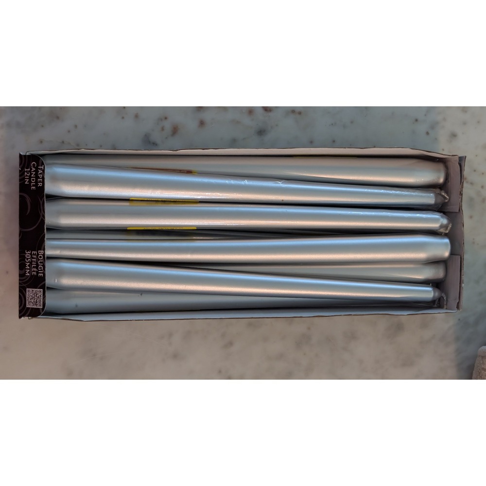 Silver Taper 12-inch Candlesticks, 10 count